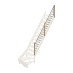 Rampe type G à balustre et tubes en aluminium pour escalier Jura 1/4 tournant bas SOGEM
