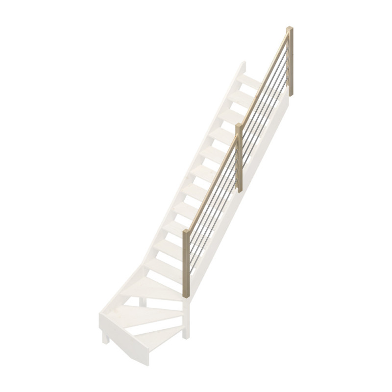 Rampe type G à balustre et tubes en aluminium pour escalier Jura 1/4 tournant bas SOGEM