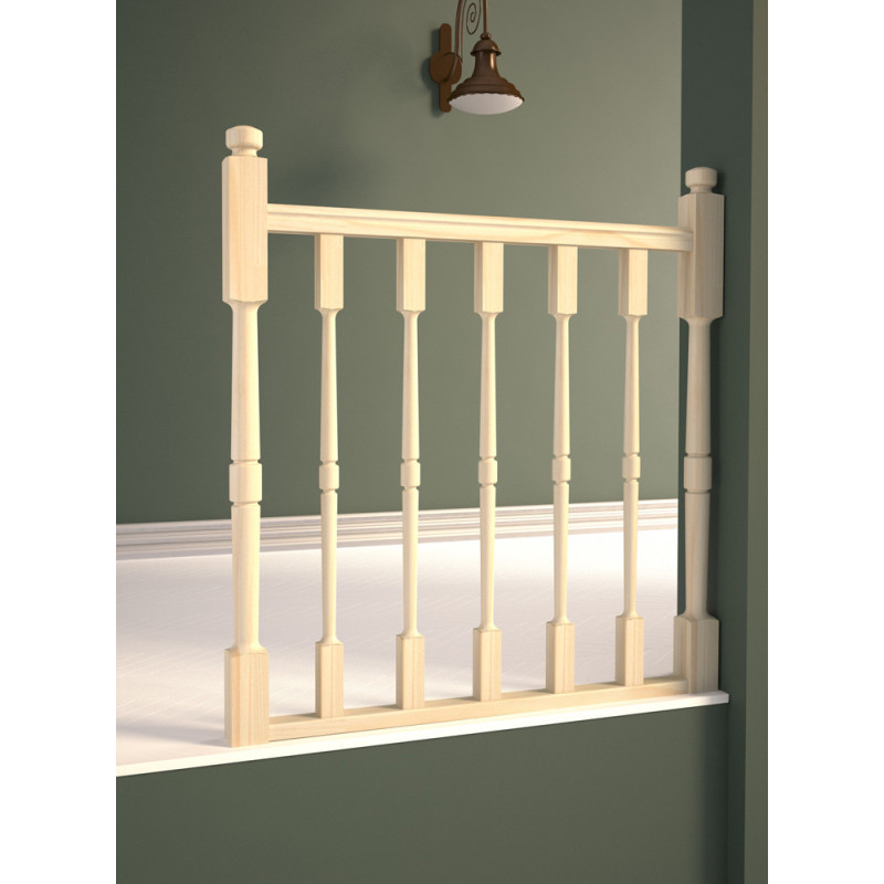 Kit garde-corps type T à balustres tournés pour escalier Jura 100 cm SOGEM