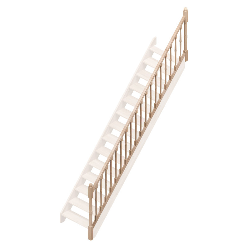 Rampe type T à balustres tournés pour escalier Savoie 1/4 droit SOGEM