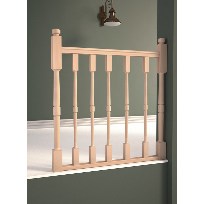 Kit garde-corps type T à balustres tournés pour escalier Savoie 100 cm SOGEM