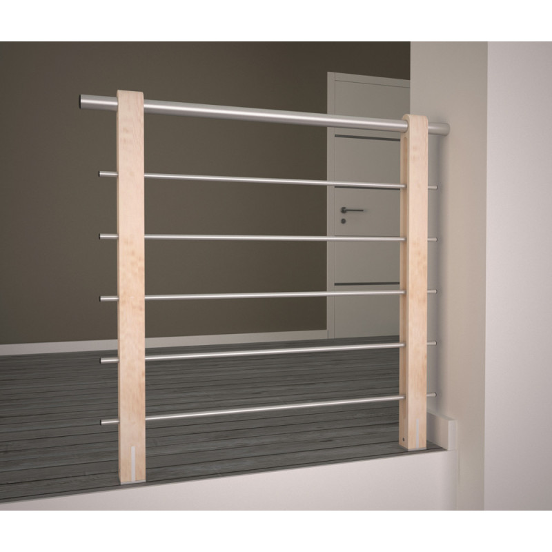 Rampe type M avec tubes en aluminium anodisé pour escalier Savoie 100 cm SOGEM