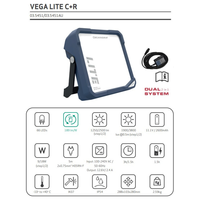 Projecteur LED Vega Lite C+R – Éclairage puissant | SCANGRIP