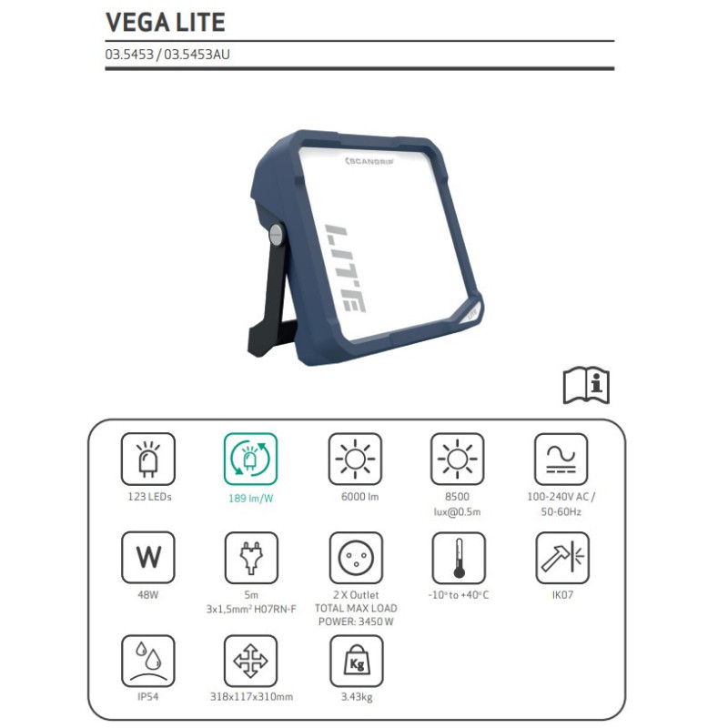 Projecteur LED Vega Lite 6000lm – Éclairage puissant | SCANGRIP