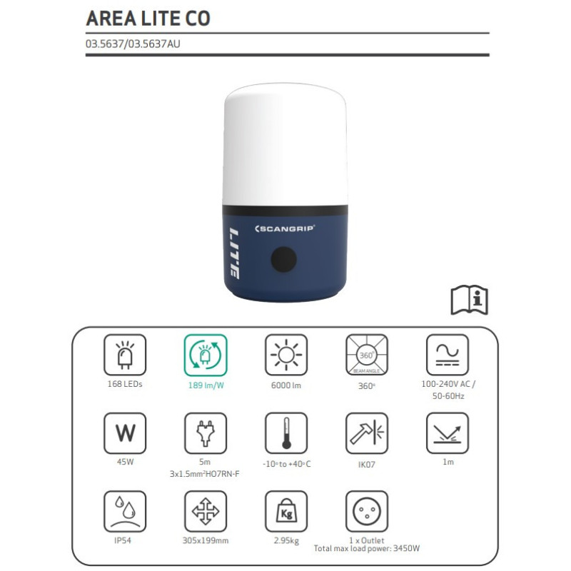 Projecteur LED Area Lite 6000lm – Éclairage puissant | SCANGRIP