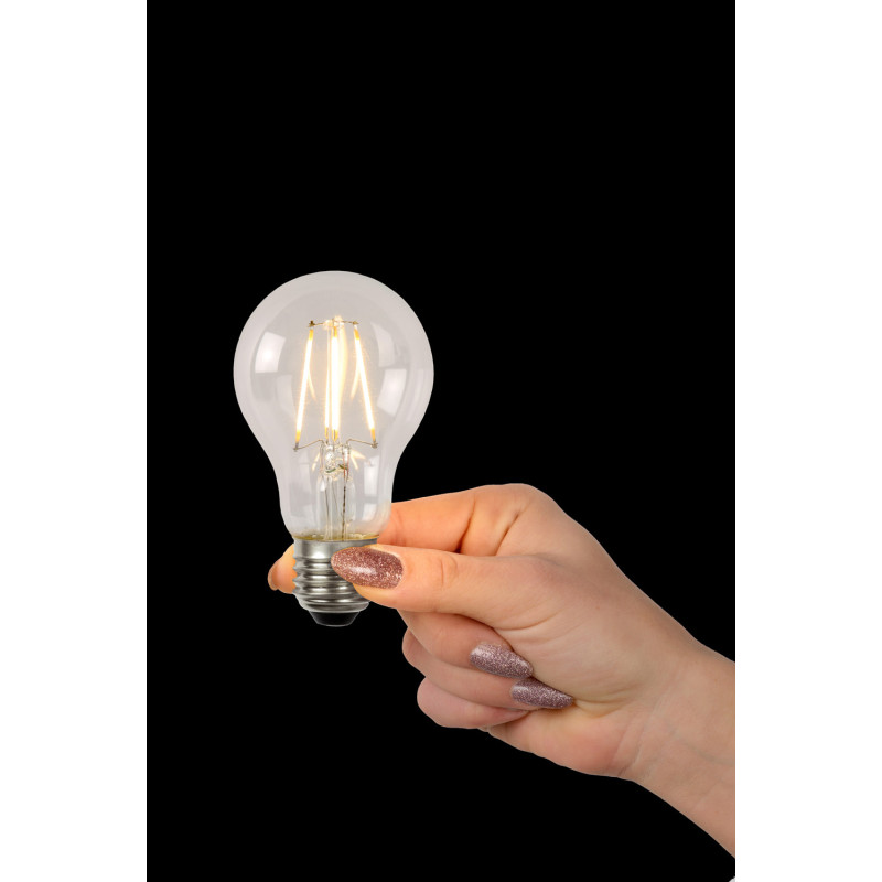 Ampoule LED à filaments transparente E27 A60 blanc chaud 7 W LUCIDE