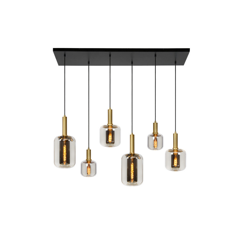 Suspension Joanet fumée E27 6 x 40 W LUCIDE