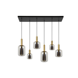 Suspension Joanet fumée E27 6 x 40 W LUCIDE