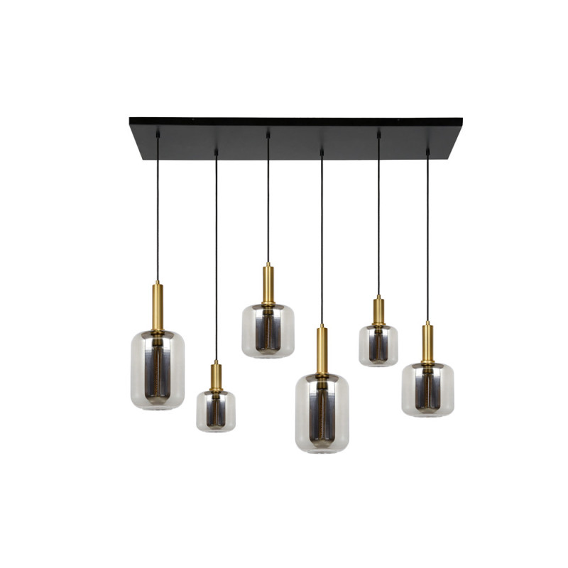Suspension Joanet fumée E27 6 x 40 W LUCIDE