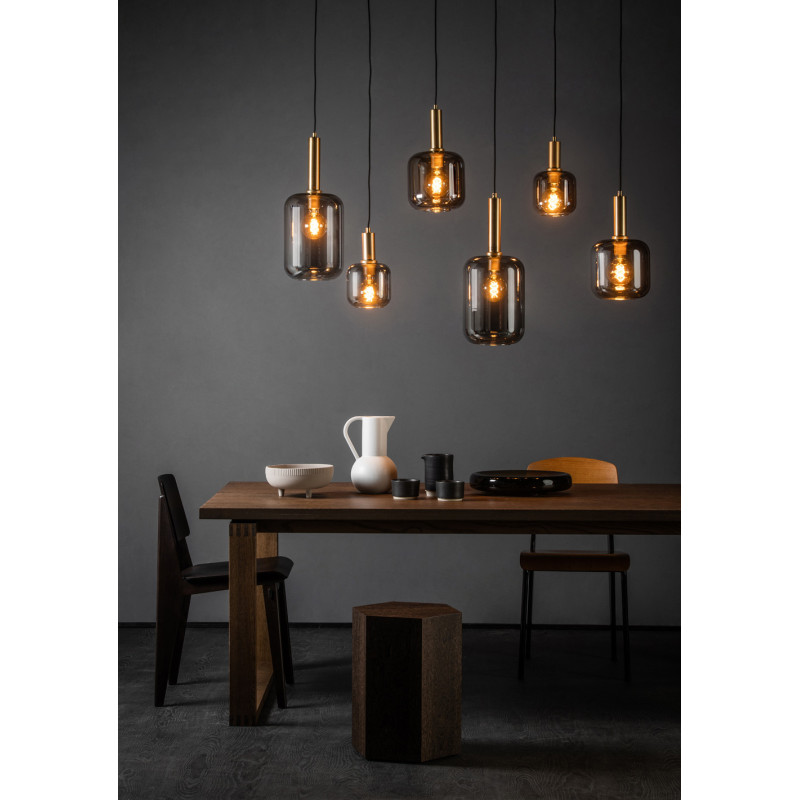 Suspension Joanet fumée E27 6 x 40 W LUCIDE