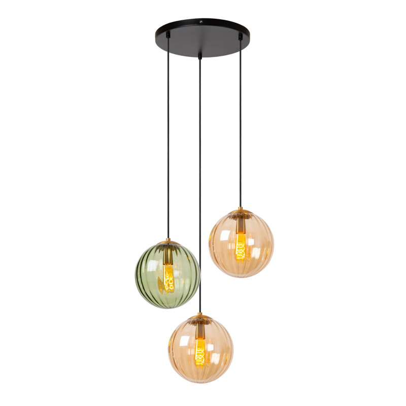 Suspension Monsaraz verte Ø 35 cm E27 3 x 40 W LUCIDE