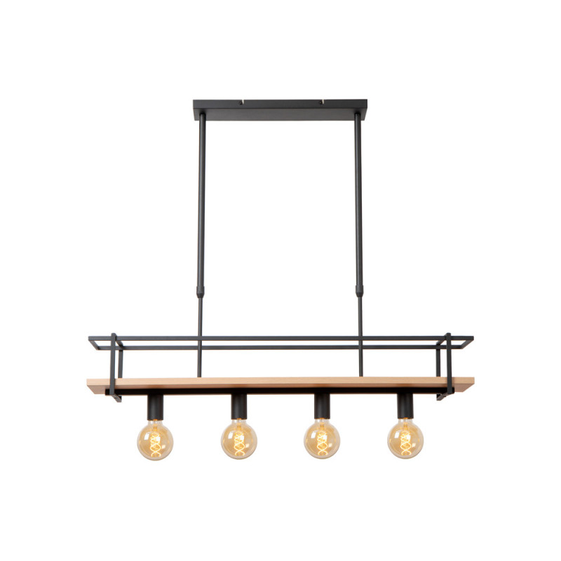 Suspension Milonga noire E27 4 x 40 W LUCIDE