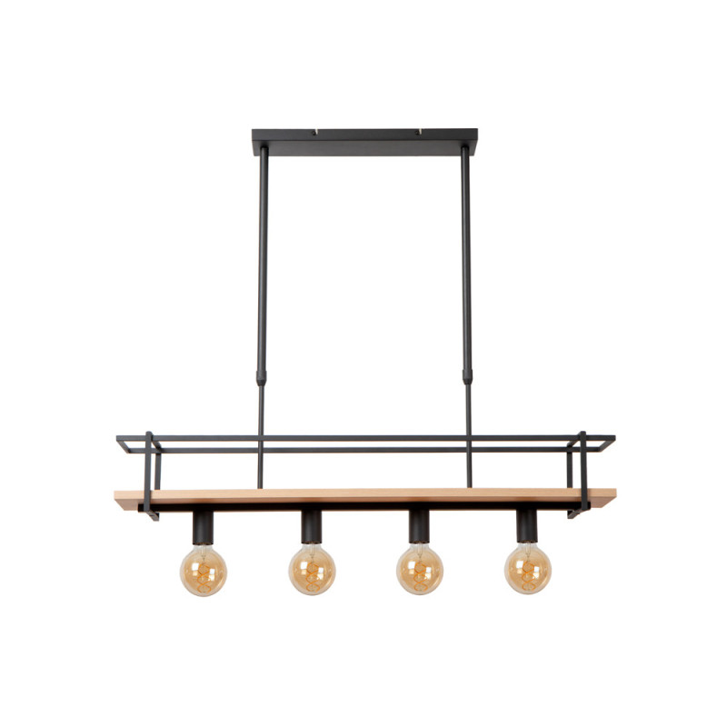 Suspension Milonga noire E27 4 x 40 W LUCIDE