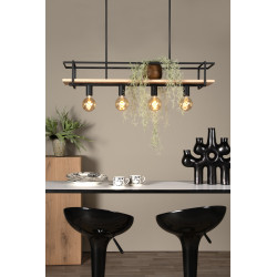 Suspension Milonga noire E27 4 x 40 W LUCIDE