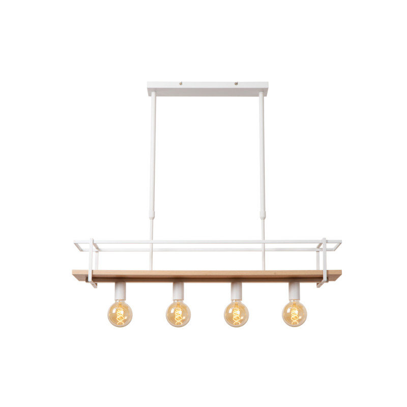 Suspension Milonga blanche E27 4 x 40 W LUCIDE