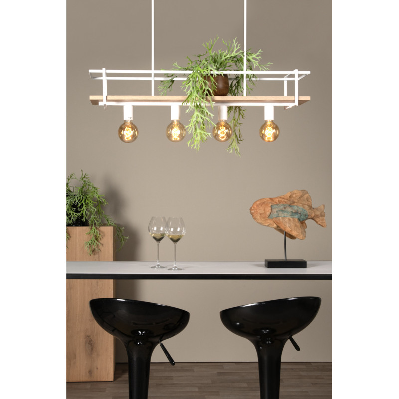 Suspension Milonga blanche E27 4 x 40 W LUCIDE