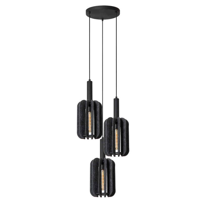Suspension Rafal grise Ø 50 cm E27 3 x 40 W LUCIDE