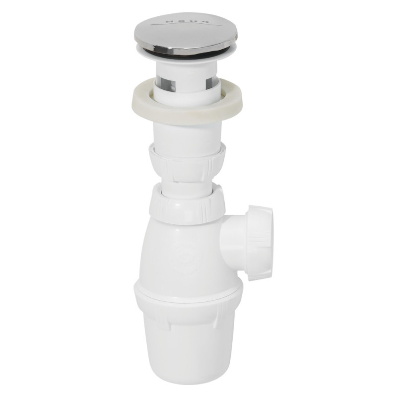 Siphon de lavabo tout-en-1 avec bonde Click Clack sans trop-plein WIRQUIN