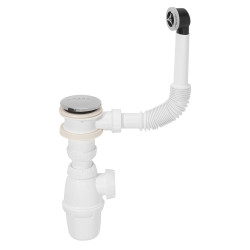Siphon de lavabo tout-en-1 avec bonde Click Clack avec trop-plein WIRQUIN