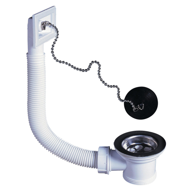 Bonde avec bouchon pour évier avec trop-plein Ø 50 mm WIRQUIN