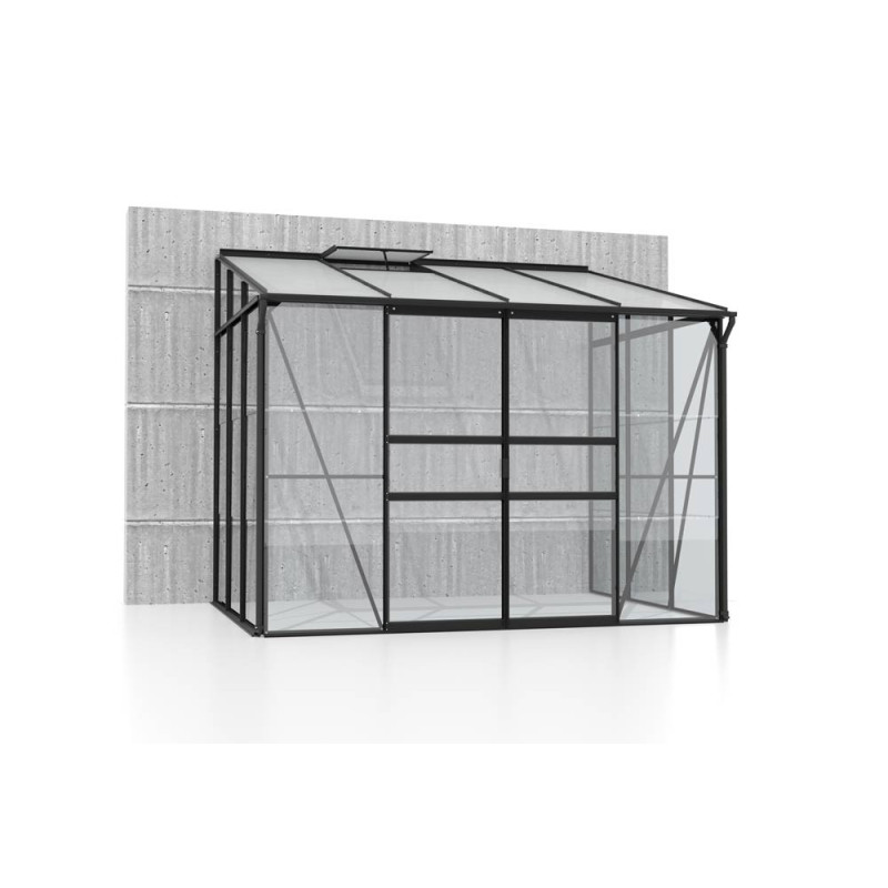 Serre adossée en verre Osiris noire 5