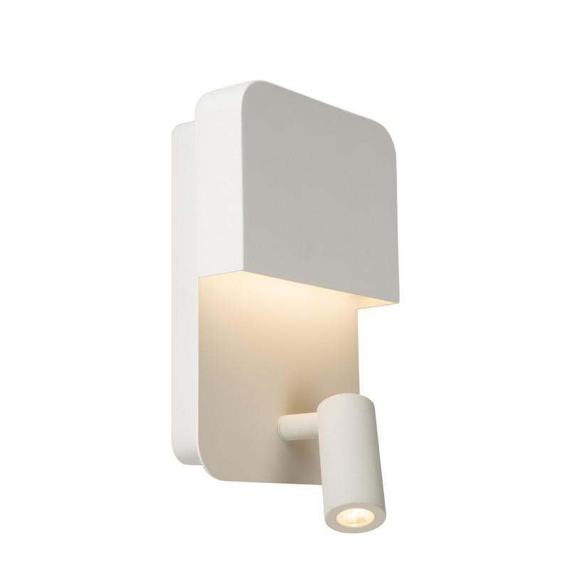 Lampe de chevet murale LED Boxer blanche 5 W LUCIDE