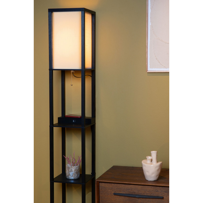 Lampadaire Menno noir E27 60 W LUCIDE