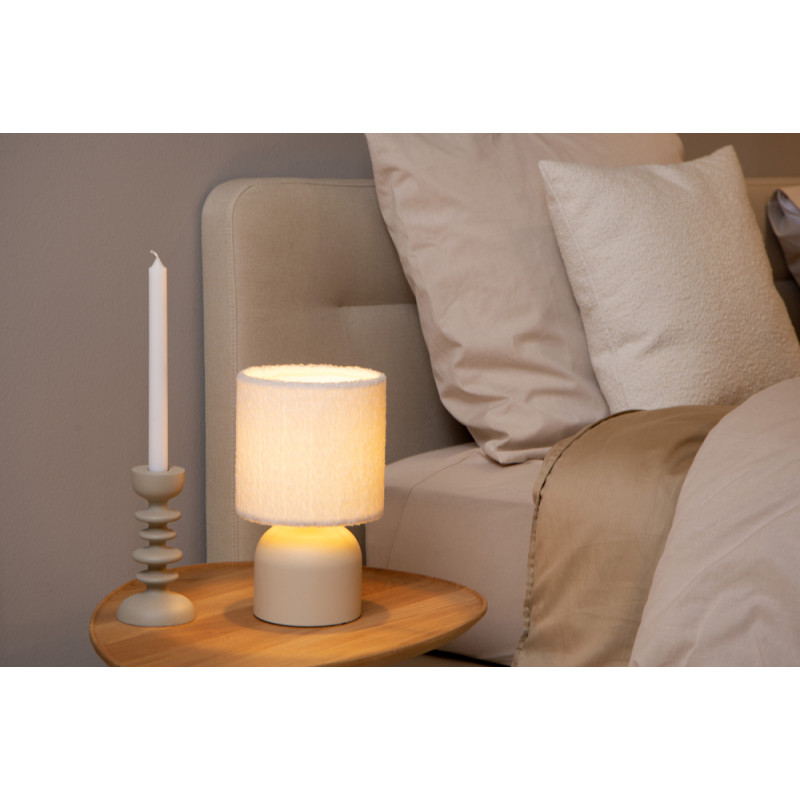 Lampe de table Woolly crème E14 40 W LUCIDE