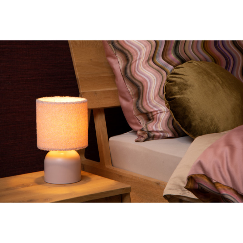 Lampe de table Woolly rose E14 40 W LUCIDE