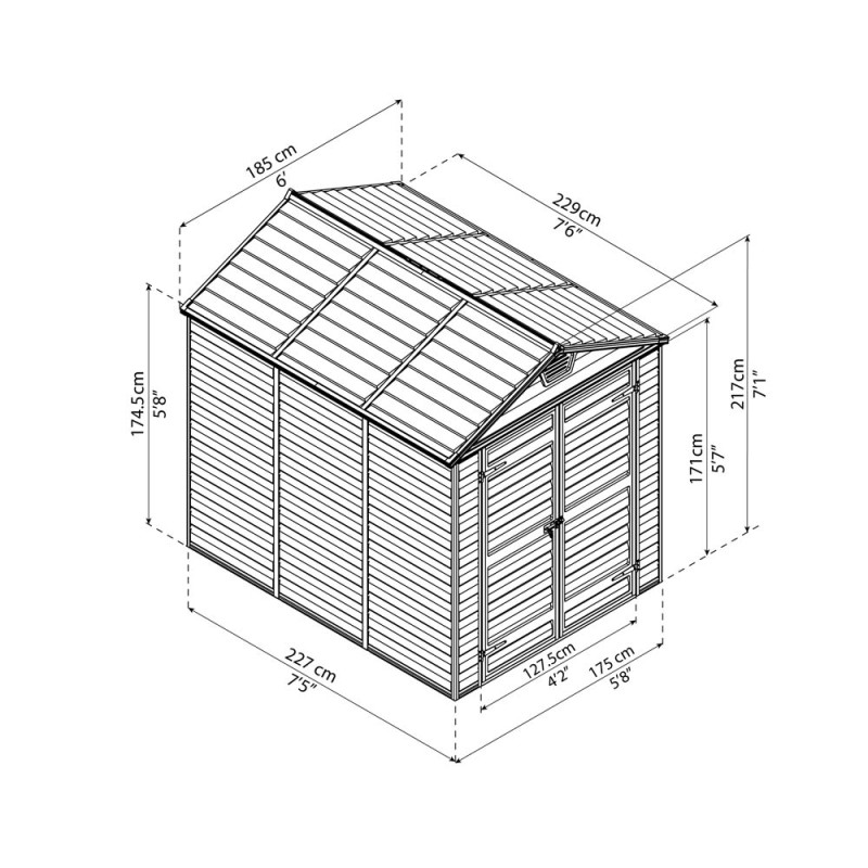 Abri de jardin en résine Skylight gris foncé 1