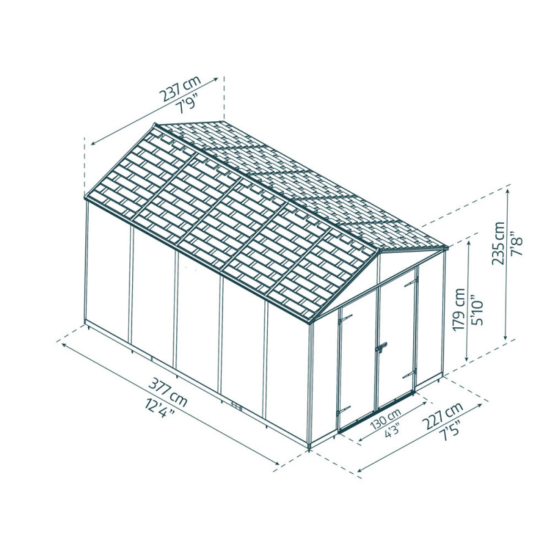 Abri de jardin en résine Rubicon gris 2