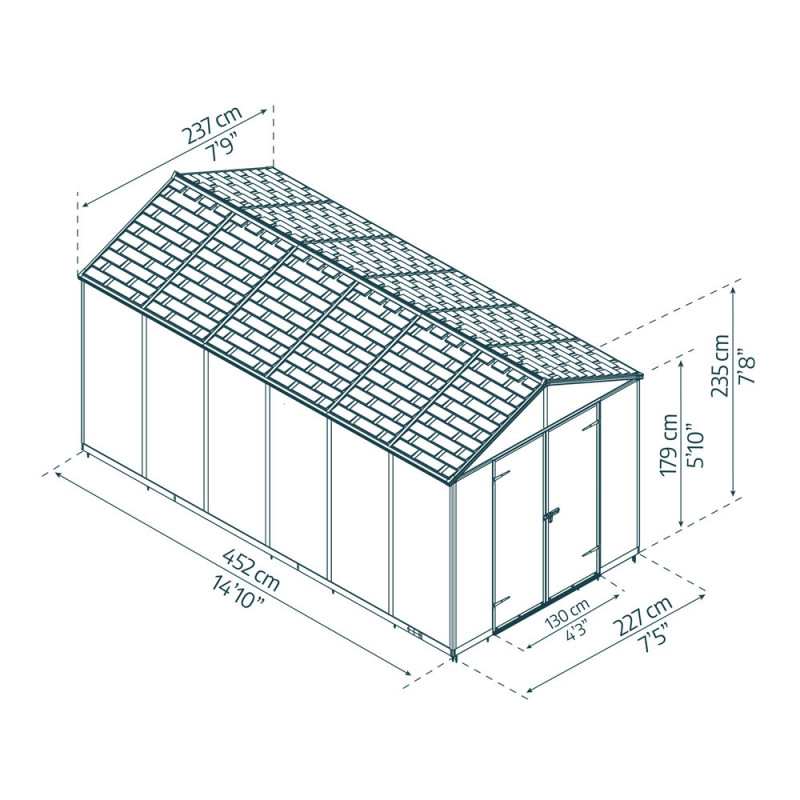 Abri de jardin en résine Rubicon gris 2