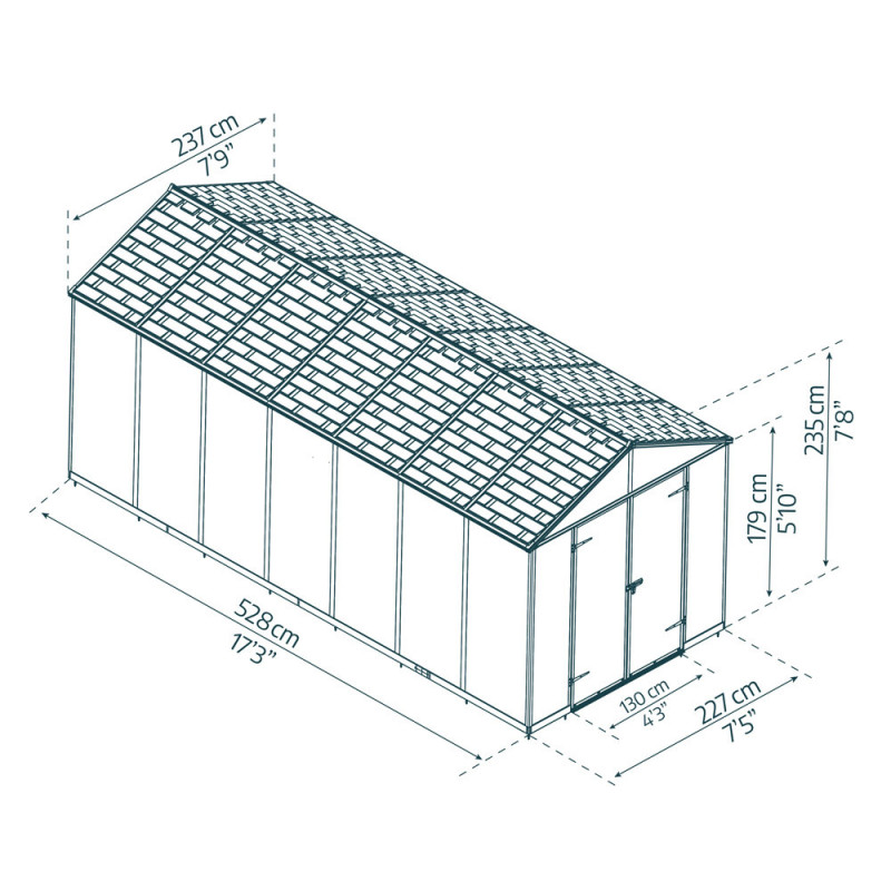 Abri de jardin en résine Rubicon gris 2