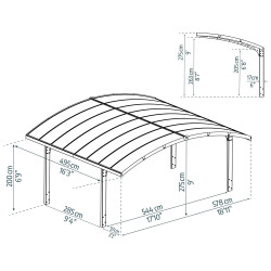 Carport en aluminium Arizona Wave gris foncé 26