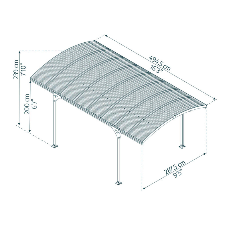 Carport en aluminium Atlas gris foncé 13