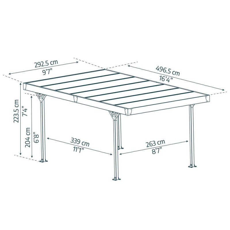 Carport en aluminium Palma gris foncé 8