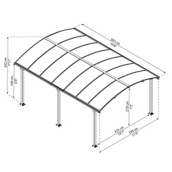 Carport en aluminium Arcadia gris foncé 16