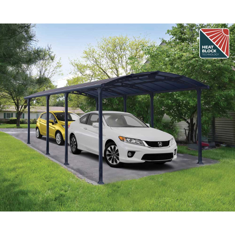 Carport en aluminium Arcadia gris foncé 28 m²