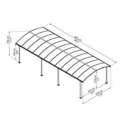 Carport en aluminium Arcadia gris foncé 28 m²