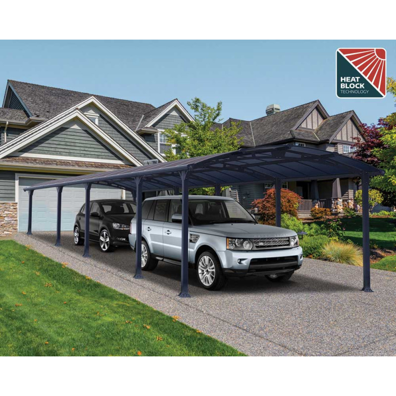 Carport en aluminium Arcadia gris foncé 35 m²