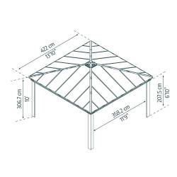 Carport en aluminium Colorado gris foncé 12