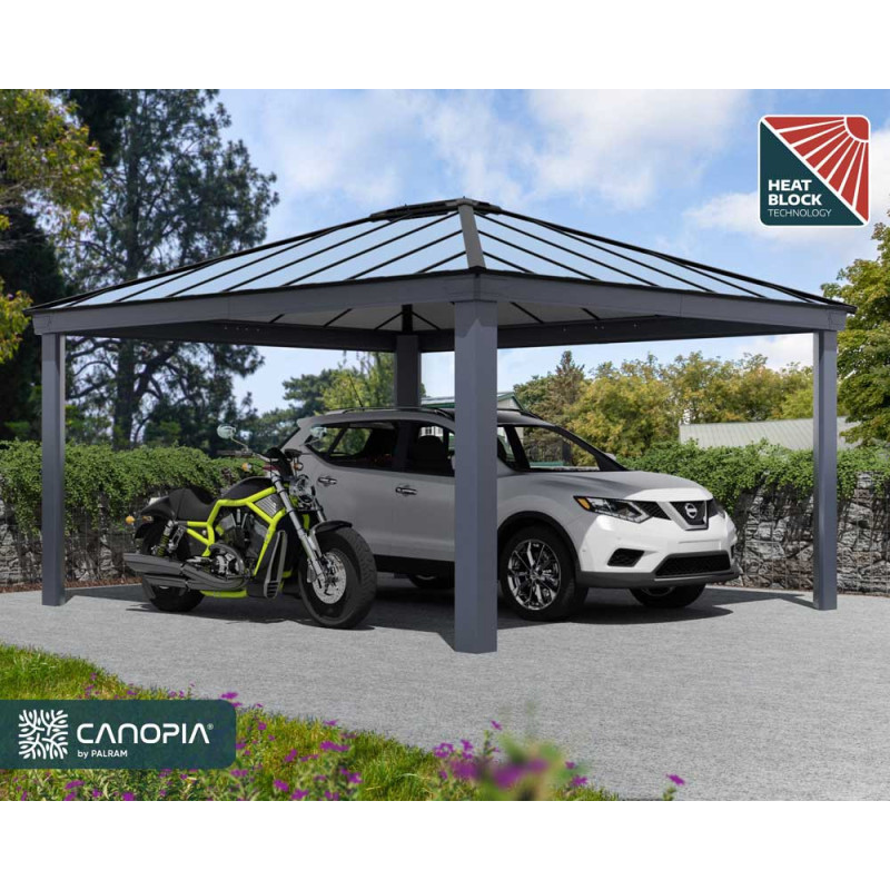Carport en aluminium Colorado gris foncé 15 m²