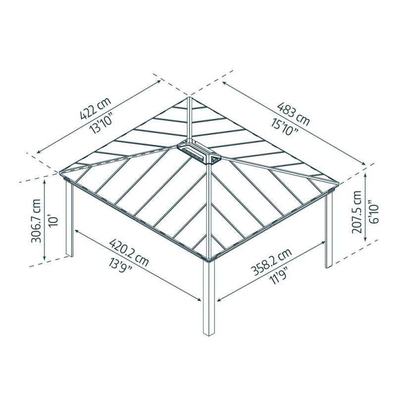Carport en aluminium Colorado gris foncé 15 m²
