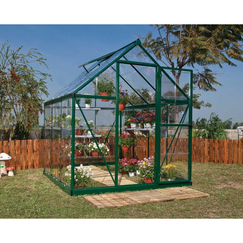 Serre polycarbonate Harmony verte 3,3 m² – Culture facile | CANOPIA