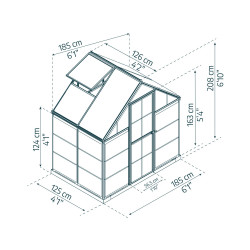 Serre polycarbonate hybride grise 2,2 m² – Protection optimale