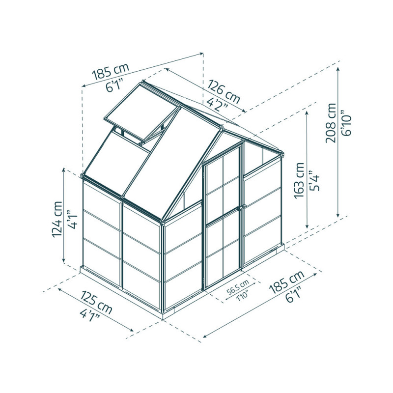 Serre polycarbonate hybride grise 2,2 m² – Protection optimale
