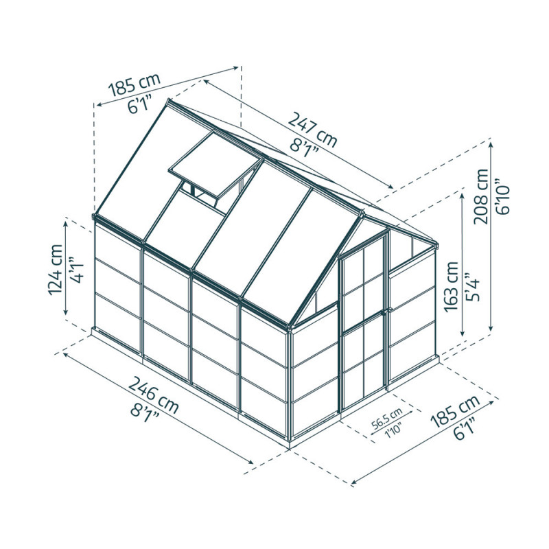 Serre Polycarbonate Hybride Grise 4,4 m² – Culture Facile | CANOPIA