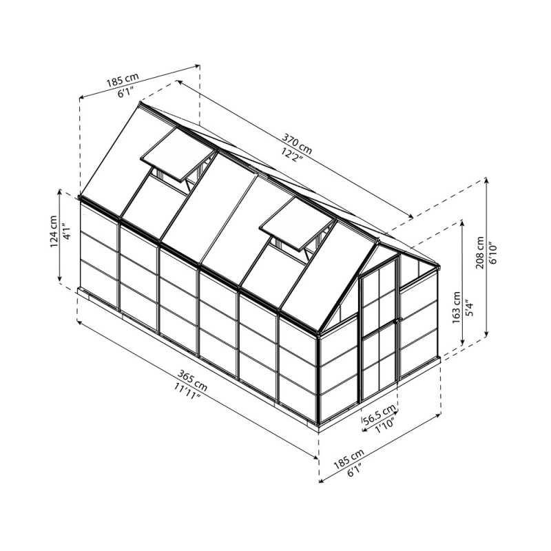 Serre polycarbonate Hybrid 6,6 m² – Culture Facile | CANOPIA