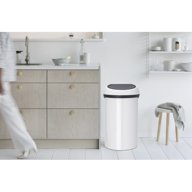 Poubelle Touch Bin blanche 60L – Design & Pratique | BRABANTIA