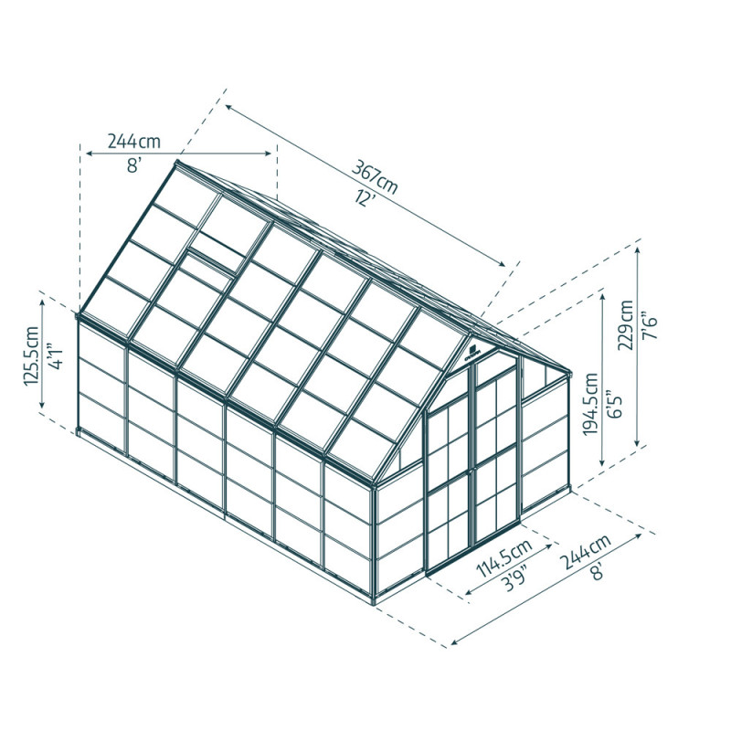 Serre en polycarbonate Octave argentée 13 m² CANOPIA